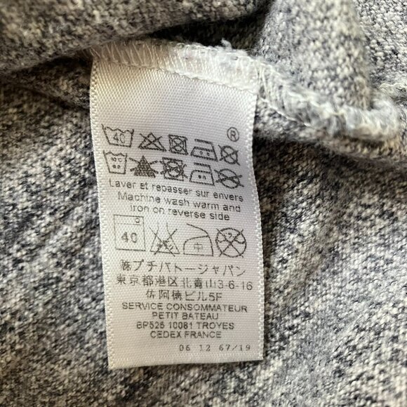 Petit Bateau 12M Grey Textured Long Sleeve Dress VGUC Baby Girl - Picture 8 of 16